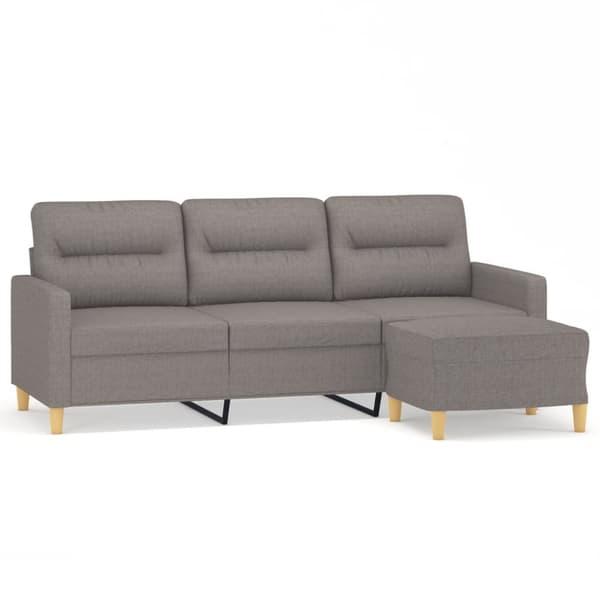 3-sitssoffa med fotpall taupe 180 cm tyg