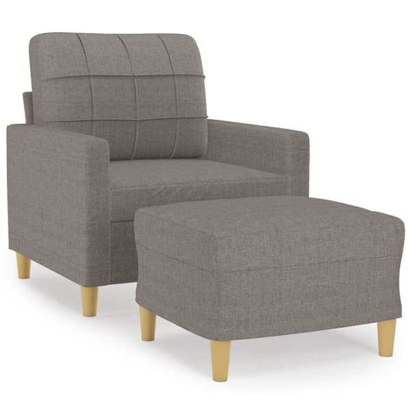 Fåtölj med fotpall Taupe 60 cm tyg