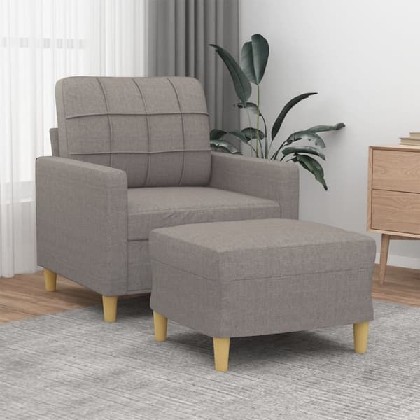 Fåtölj med fotpall Taupe 60 cm tyg