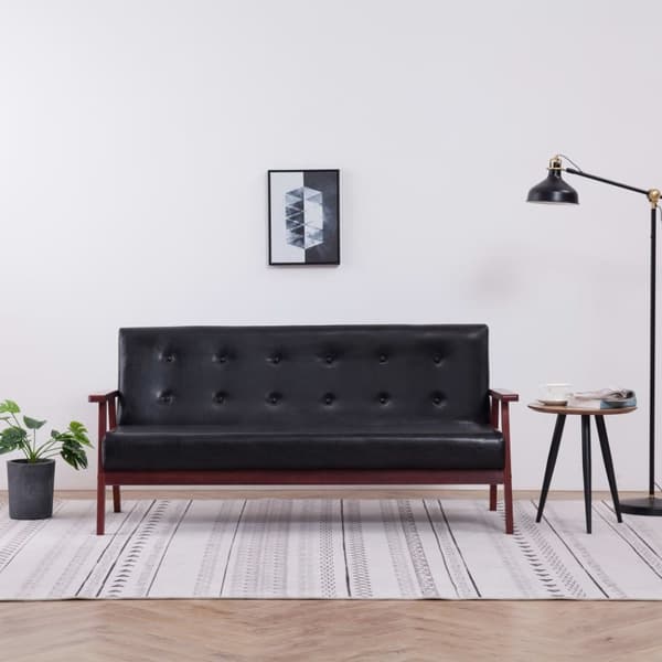 3-sitssoffa svart konstläder