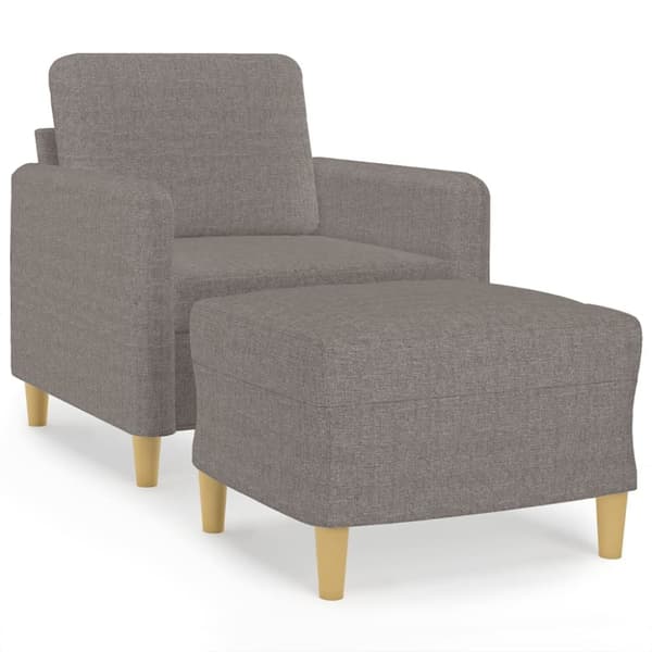 Fåtölj med fotpall Taupe 60 cm tyg