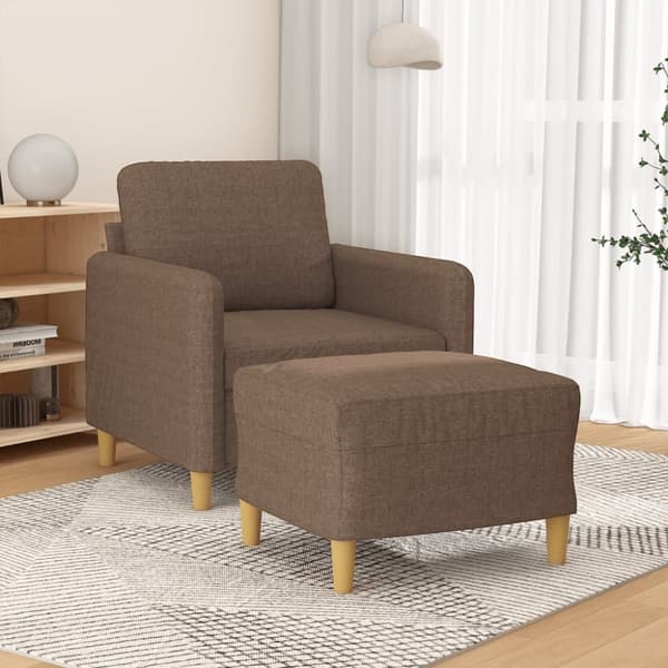 Fåtölj med fotpall Brun 60 cm tyg
