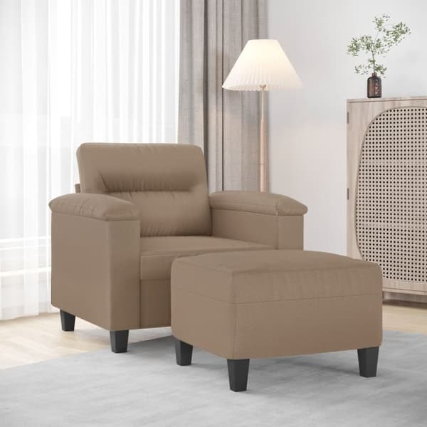 Fåtölj med fotpall Cappuccino 60 cm konstläder