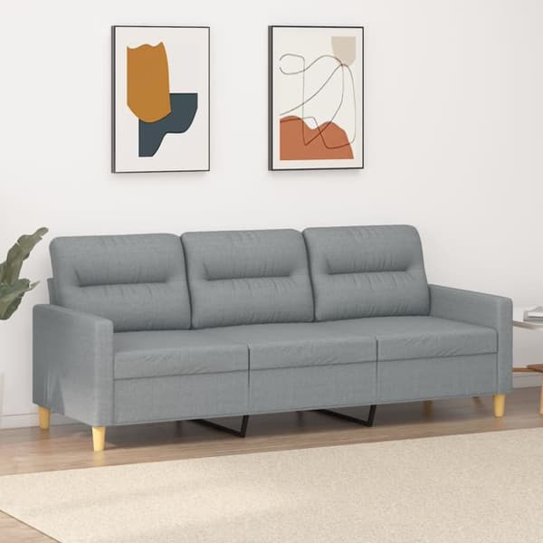 3-sitssoffa ljusgrå 180 cm tyg