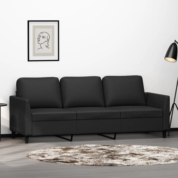 3-sitssoffa svart 180 cm konstläder