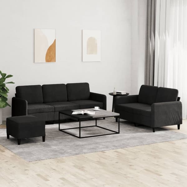 Soffgrupp 3 delar svart sammet