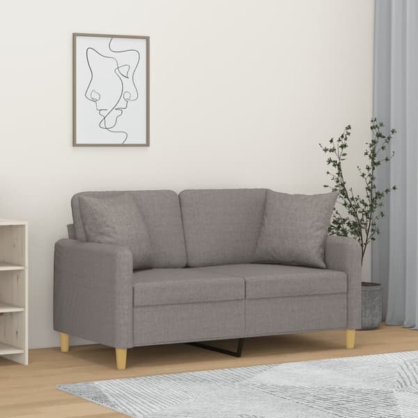 2-sits soffa med prydnadskuddar ljusgrå 120 cm tyg