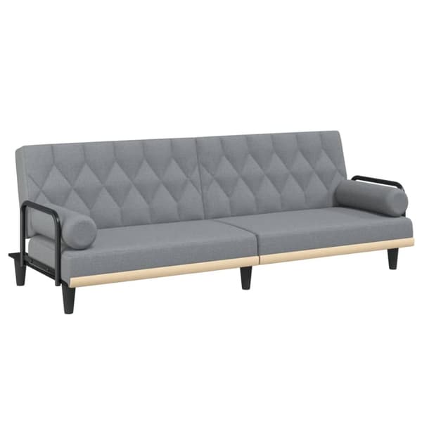 Bäddsoffa med armstöd ljusgrå tyg