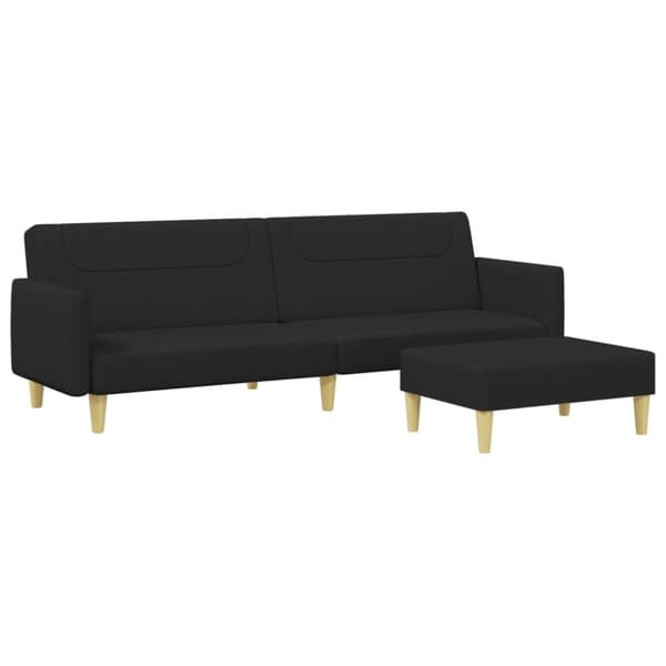 Bäddsoffa 2-sits med fotpall svart tyg