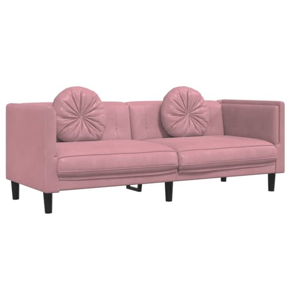 Soffa med kuddar 3-sits rosa sammet
