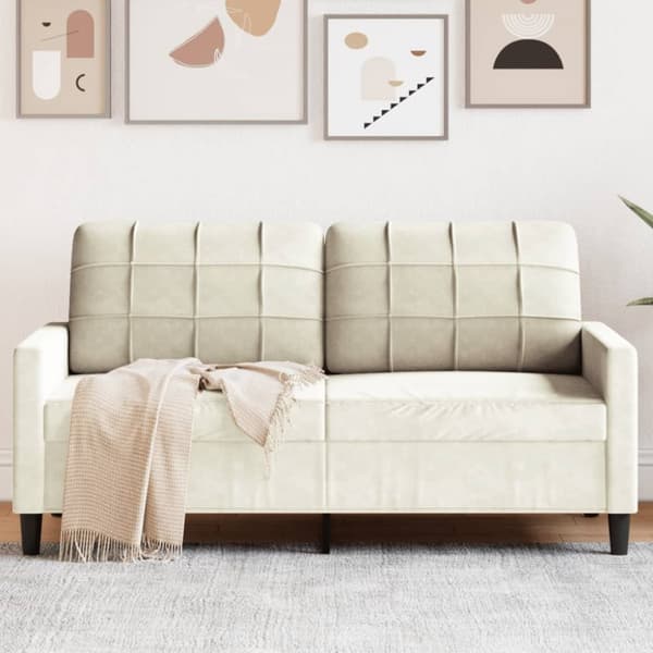 Soffa 2-sits gräddvit 140 cm sammet