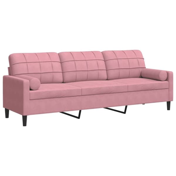 3-sitssoffa med prydnadskuddar rosa 210 cm sammet