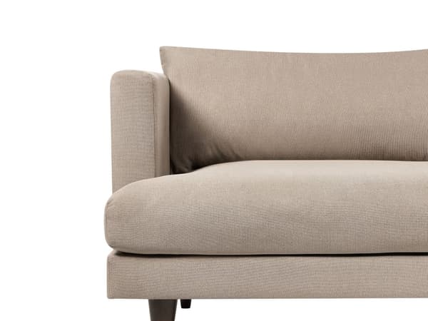 Sofa Lysebrun Stoff 3-seters Polstret Ryggputer Mørk treben Stue Moderne stil