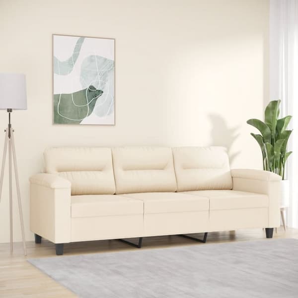 3-sitssoffa Beige 180 cm mikrofibertyg