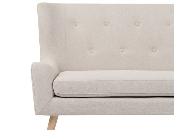 Kjøkkensofa Lysebeige Polyester Stoff 2-seter Wingback tuftet Lyse treben