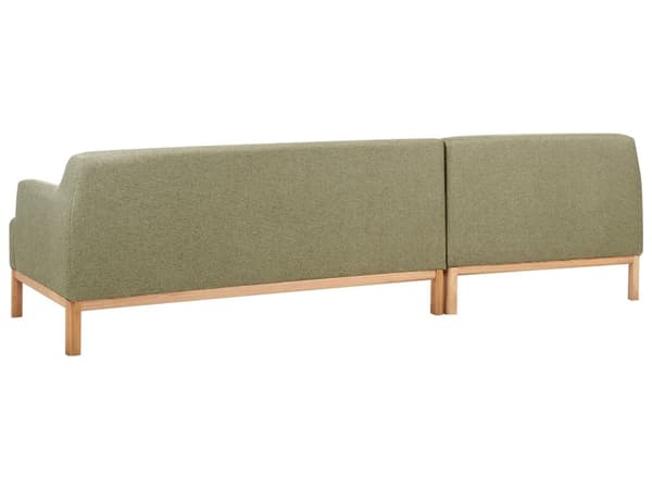Hjørnesofa med Chaiselong Grøn Polyester 3 Personers Sofa L Formet Sofa Dyb Blød Stofsofa Design Højrevendt