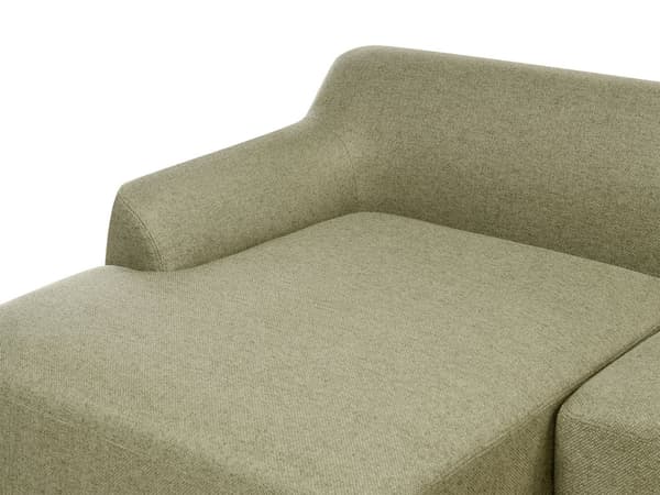Hjørnesofa med Chaiselong Grøn Polyester 3 Personers Sofa L Formet Sofa Dyb Blød Stofsofa Design Højrevendt
