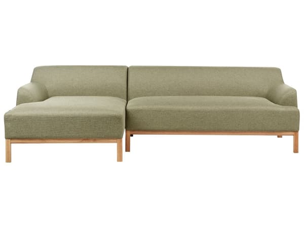 Hjørnesofa med Chaiselong Grøn Polyester 3 Personers Sofa L Formet Sofa Dyb Blød Stofsofa Design Højrevendt
