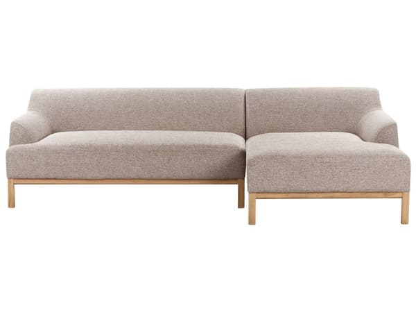Hjørnesofa med Chaiselong Lysebrun Polyester 3 Personers Sofa L Formet Sofa Dyb Blød Stofsofa Design Venstrevendt
