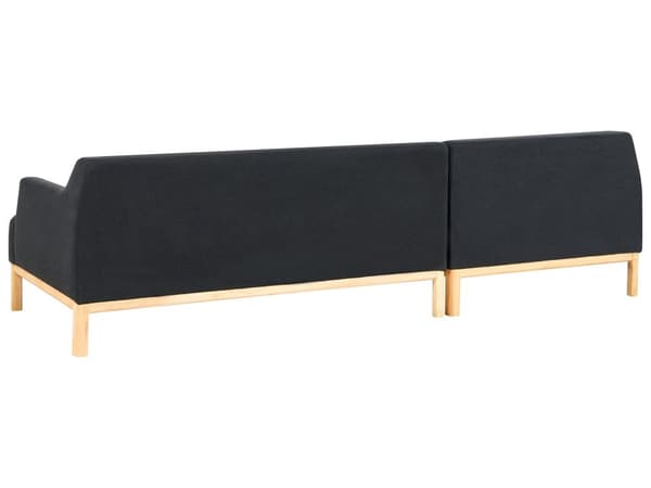 Hjørnesofa med Chaiselong Sort Polyester 3 Personers Sofa L Formet Sofa Dyb Blød Stofsofa Design Højrevendt