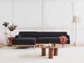 Miniatyrbillede 2 af 9: Hjørnesofa med Chaiselong Sort Polyester 3 Personers Sofa L Formet Sofa Dyb Blød Stofsofa Design Højrevendt