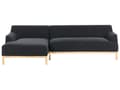 Miniatyrbillede 1 af 9: Hjørnesofa med Chaiselong Sort Polyester 3 Personers Sofa L Formet Sofa Dyb Blød Stofsofa Design Højrevendt