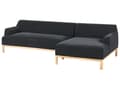 Miniatyrbillede 4 af 9: Hjørnesofa med Chaiselong Sort Polyester 3 Personers Sofa L Formet Sofa Dyb Blød Stofsofa Design Højrevendt