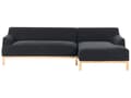Miniatyrbillede 1 af 9: Hjørnesofa med Chaiselong Sort Polyester 3 Personers Sofa L Formet Sofa Dyb Blød Stofsofa Design Højrevendt