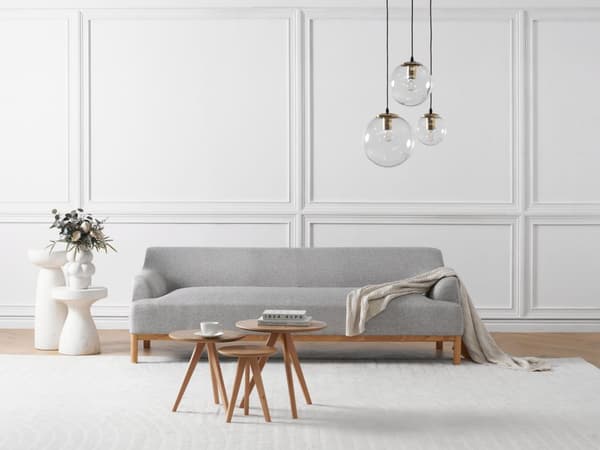 Sofa Grå Polyester 3 Personers Tyk Polstret Dyb Blød Stofsofa til Stuen Moderne Inspiration Stue Møbel Klassisk