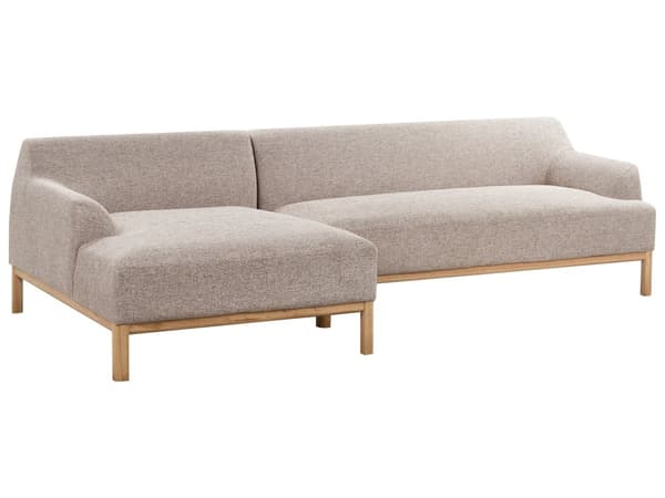 Hjørnesofa med Chaiselong Lysebrun Polyester 3 Personers Sofa L Formet Sofa Dyb Blød Stofsofa Design Højrevendt