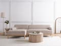 Miniatyrbillede 2 af 9: Hjørnesofa med Chaiselong Lysebrun Polyester 3 Personers Sofa L Formet Sofa Dyb Blød Stofsofa Design Højrevendt