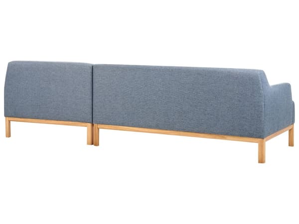 Hjørnesofa med Chaiselong Blå Polyester 3 Personers Sofa L Formet Sofa Dyb Blød Stofsofa Design Venstrevendt