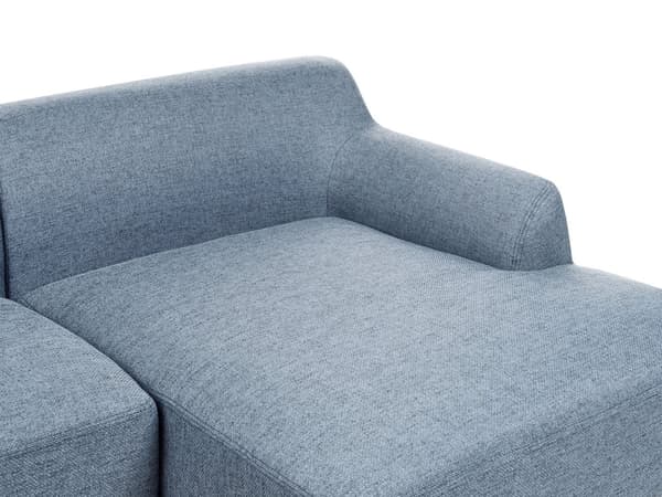 Hjørnesofa med Chaiselong Blå Polyester 3 Personers Sofa L Formet Sofa Dyb Blød Stofsofa Design Venstrevendt
