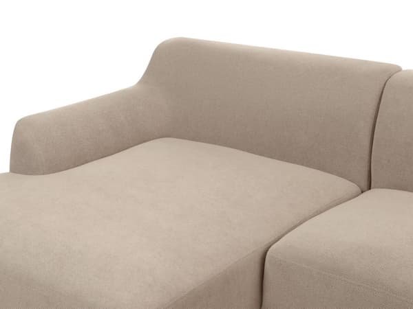 Soffa Höger Taupe Polyester Tyg Träben Vardagsrum Stilfull Elegant