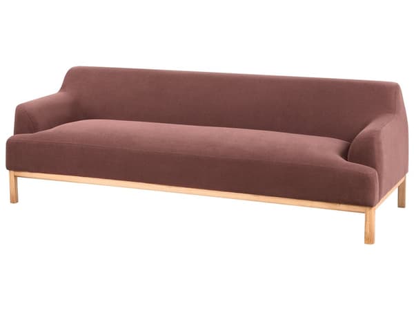 Soffa 3-sits Vinröd Polyester Tyg Träben Vardagsrum Stilfull Elegant