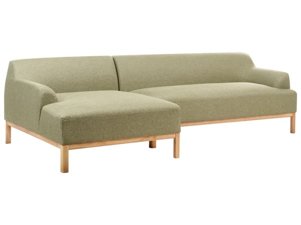 Soffa Höger Olivgrön Polyester Tyg Träben Vardagsrum Stilfull Elegant