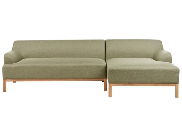 Soffa Vänster Olivgrön Polyester Tyg Träben Vardagsrum Stilfull Elegant