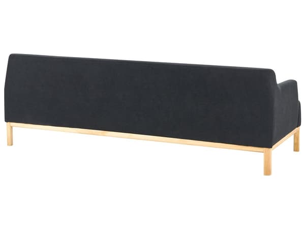 Soffa 3-sits Svart Polyester Tyg Träben Vardagsrum Stilfull Elegant