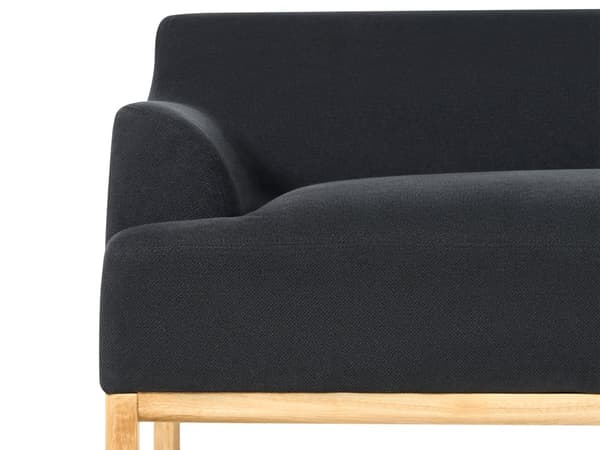 Soffa 3-sits Svart Polyester Tyg Träben Vardagsrum Stilfull Elegant