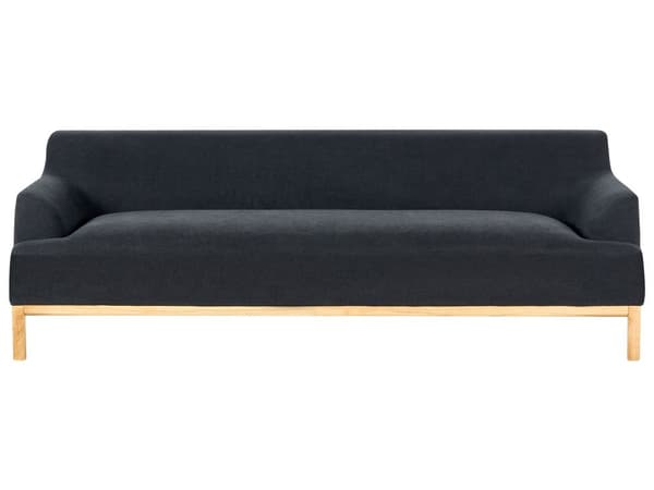 Soffa 3-sits Svart Polyester Tyg Träben Vardagsrum Stilfull Elegant
