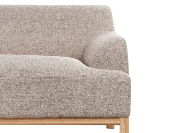 Soffa Höger Ljusbrun Polyester Tyg Träben Vardagsrum Stilfull Elegant