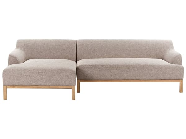 Soffa Höger Ljusbrun Polyester Tyg Träben Vardagsrum Stilfull Elegant