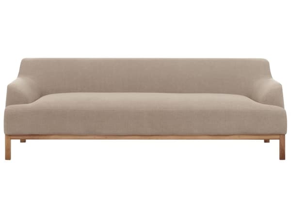 Soffa 3-sits Taupe Polyester Tyg Träben Vardagsrum Stilfull Elegant
