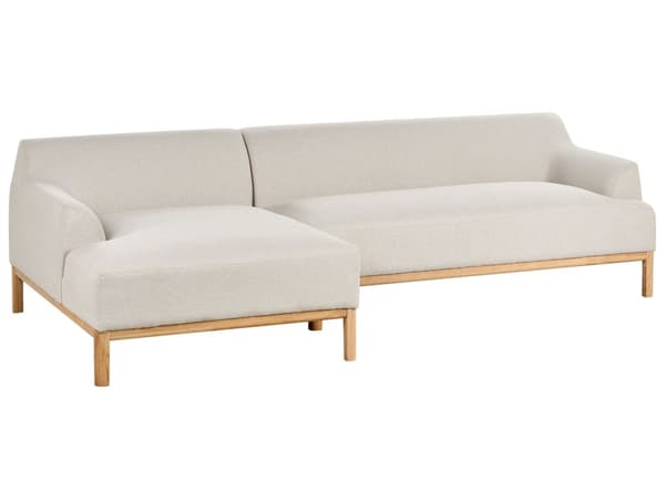 Soffa Höger Ljusbeige Polyester Tyg Träben Vardagsrum Stilfull Elegant