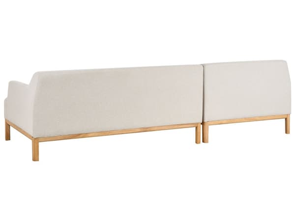 Soffa Höger Ljusbeige Polyester Tyg Träben Vardagsrum Stilfull Elegant