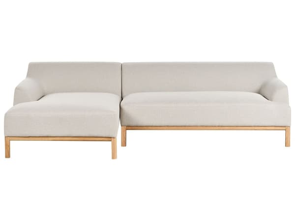 Soffa Höger Ljusbeige Polyester Tyg Träben Vardagsrum Stilfull Elegant
