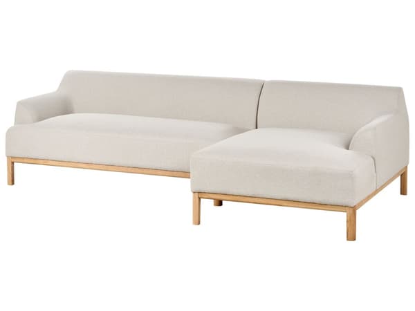 Soffa Vänster Ljusbeige Polyester Tyg Träben Vardagsrum Stilfull Elegant