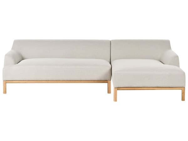 Soffa Vänster Ljusbeige Polyester Tyg Träben Vardagsrum Stilfull Elegant