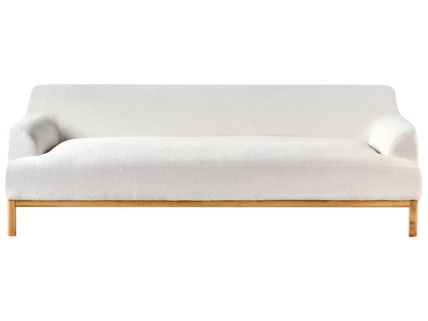 Soffa 3-sits Off-White Bouclétyg Träben Vardagsrum Stilfull Elegant