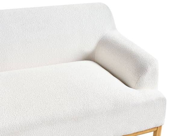 Soffa 3-sits Off-White Bouclétyg Träben Vardagsrum Stilfull Elegant